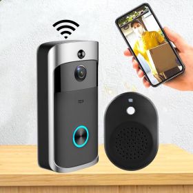 Video Doorbell Camera Remote Electronic Peephole Doorbell (Silver Black)