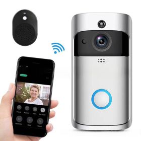 Video Doorbell Camera Remote Electronic Peephole Doorbell (Pure Silver)