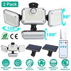 iMountek 2 Pack Solar Powered Wall Lights IP44 Waterproof Motion Sensor Lamps with Separate Solar Panel 4 Adjustable Heads 333Pcs Beads 120° Sensing