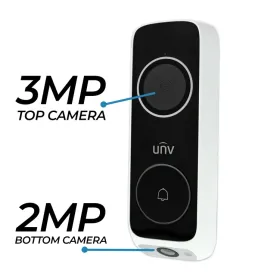 HD 3MP + 2MP Dual Lens Weatherproof Video Doorbell Wi-Fi Security Camera w/ 2-Way Audio, Human Body & Package Detection (ED-525B-WB)